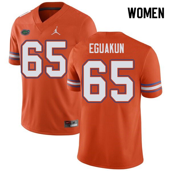Jordan Brand Women #65 Kingsley Eguakun Florida Gators College Football Jerseys Orange